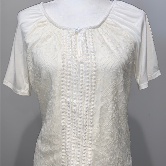 NY Collection White Lace-Front Shirt Size … - Picture 2 of 6
